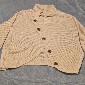 Tantrums Cozy Cream Pullover Sweater, Decorative Buttons, Size XL   (1202)